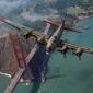 B-17 WWII bomber Flying Over The Golden Gate Bridge