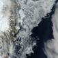 Sea ice swirling off the coast of Greenland in July