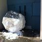 Someone rolled a giant snowball and blocked my school's door