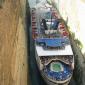 Cruise Ship squeezes through the Corinth Canal in Greece